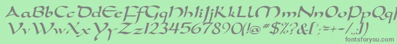 フォントDortmunddbItalic – 緑の背景に灰色の文字