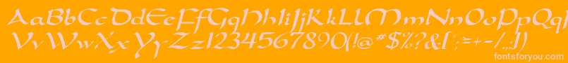 DortmunddbItalic-Schriftart – Rosa Schriften auf orangefarbenem Hintergrund