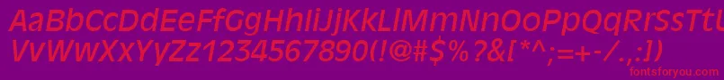 AntiqueOliveLtItalic Font – Red Fonts on Purple Background