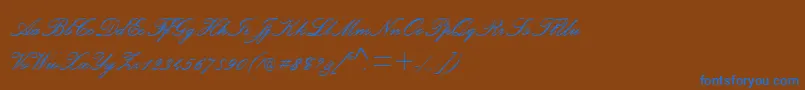 PalaceScriptMtSemiBold-Schriftart – Blaue Schriften auf braunem Hintergrund