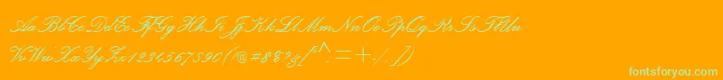 PalaceScriptMtSemiBold-fontti – vihreät fontit oranssilla taustalla