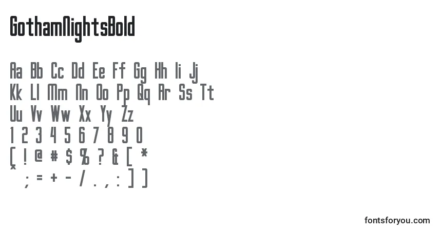 Шрифт GothamNightsBold (67423) – алфавит, цифры, специальные символы