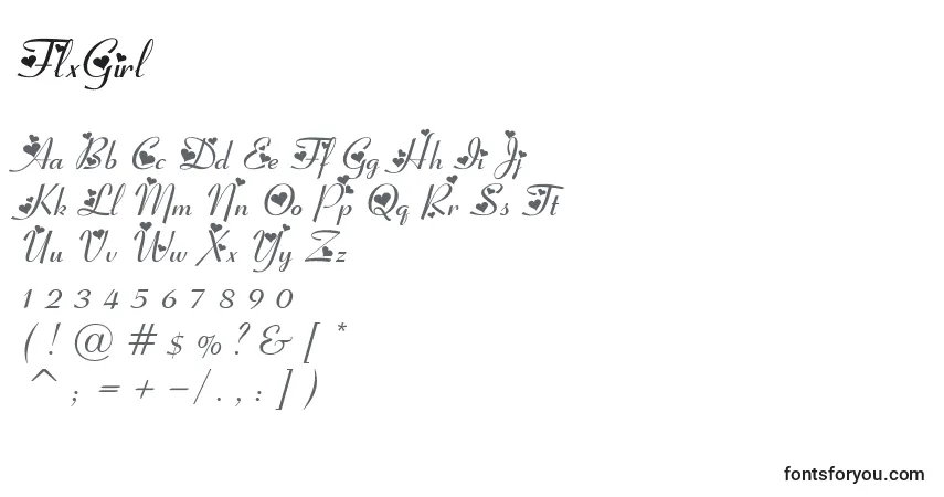 Schriftart FlxGirl – Alphabet, Zahlen, spezielle Symbole
