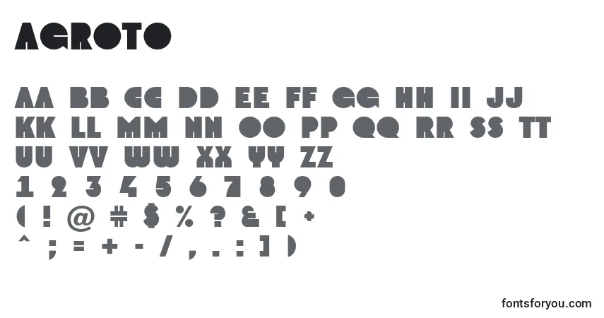 Schriftart AGroto – Alphabet, Zahlen, spezielle Symbole