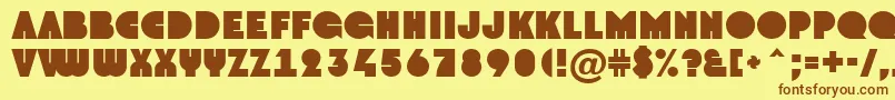フォントAGroto – 茶色の文字が黄色の背景にあります。