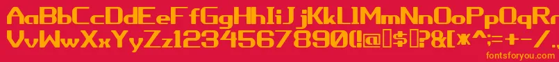 フォントPorhythm – 赤い背景にオレンジの文字