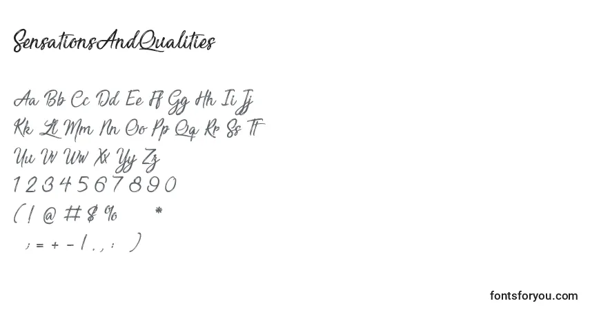Schriftart SensationsAndQualities – Alphabet, Zahlen, spezielle Symbole