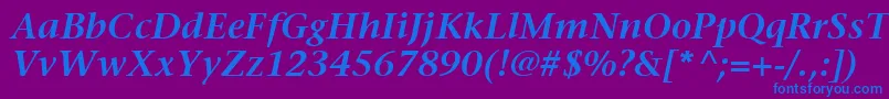 ItcStoneSerifLtSemiboldItalic Font – Blue Fonts on Purple Background