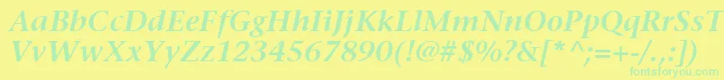 ItcStoneSerifLtSemiboldItalic Font – Green Fonts on Yellow Background