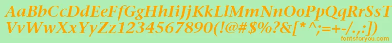 ItcStoneSerifLtSemiboldItalic Font – Orange Fonts on Green Background