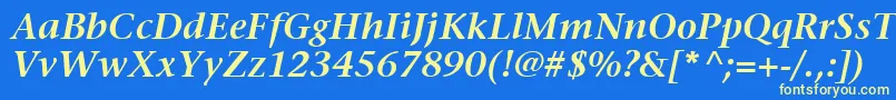 ItcStoneSerifLtSemiboldItalic Font – Yellow Fonts on Blue Background