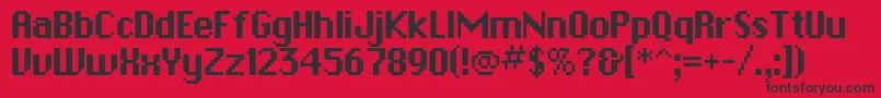 フォントChicagobitmapRounded – 赤い背景に黒い文字