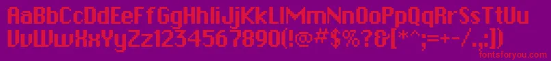 フォントChicagobitmapRounded – 紫の背景に赤い文字