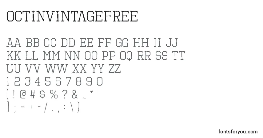 Czcionka OctinVintageFree – alfabet, cyfry, specjalne znaki