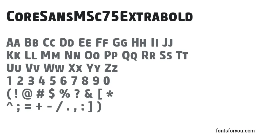 Fuente CoreSansMSc75Extrabold - alfabeto, números, caracteres especiales