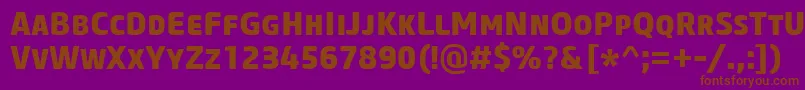 CoreSansMSc75Extrabold-Schriftart – Braune Schriften auf violettem Hintergrund