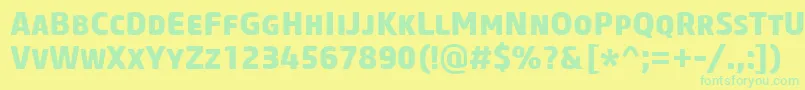 CoreSansMSc75Extrabold-Schriftart – Grüne Schriften auf gelbem Hintergrund