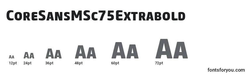 Größen der Schriftart CoreSansMSc75Extrabold