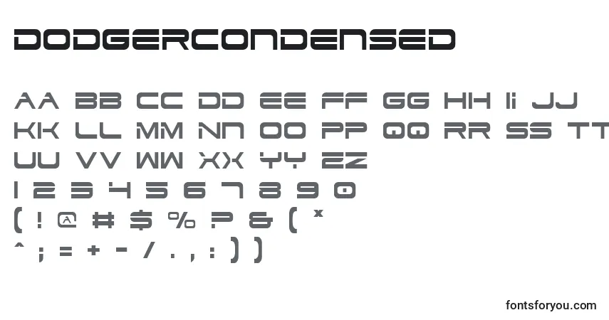 Шрифт DodgerCondensed – алфавит, цифры, специальные символы