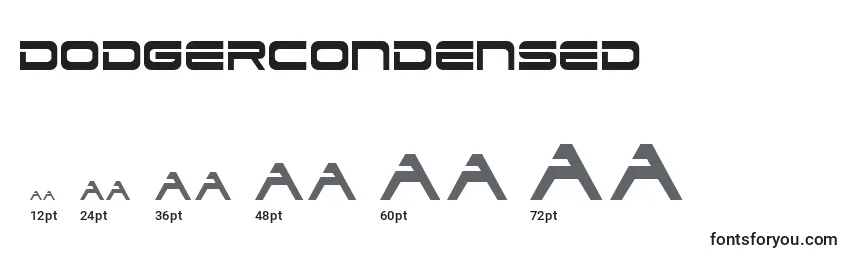 Размеры шрифта DodgerCondensed