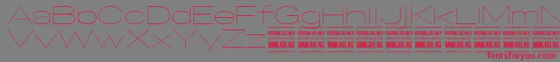 フォントSpecifypersonalExexpthin – 赤い文字の灰色の背景