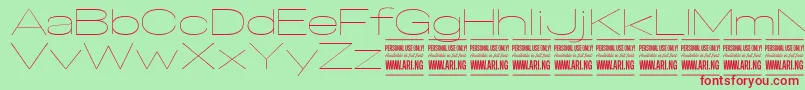 SpecifypersonalExexpthin-fontti – punaiset fontit vihreällä taustalla