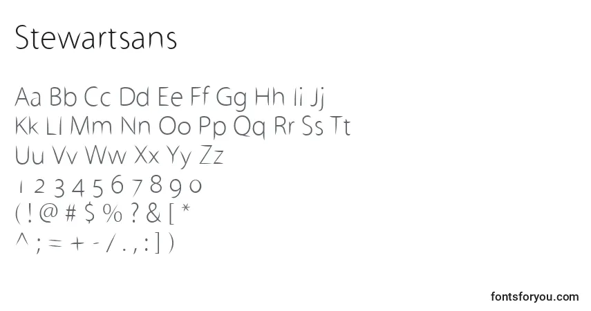A fonte Stewartsans – alfabeto, números, caracteres especiais