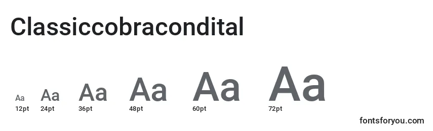 Размеры шрифта Classiccobracondital
