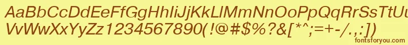 PragmaticaisocttItalic Font – Brown Fonts on Yellow Background