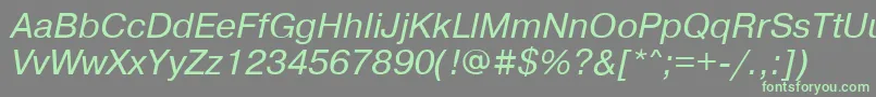 PragmaticaisocttItalic-Schriftart – Grüne Schriften auf grauem Hintergrund