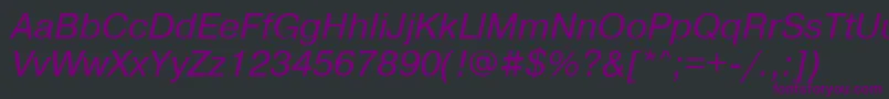 Шрифт PragmaticaisocttItalic – фиолетовые шрифты на чёрном фоне