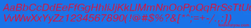 フォントPragmaticaisocttItalic – 赤い文字の青い背景