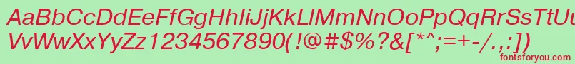 PragmaticaisocttItalic Font – Red Fonts on Green Background