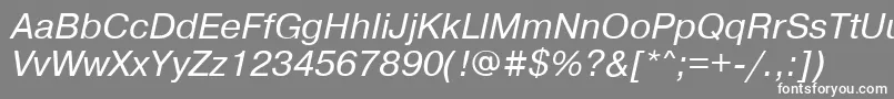 PragmaticaisocttItalic-fontti – valkoiset fontit harmaalla taustalla