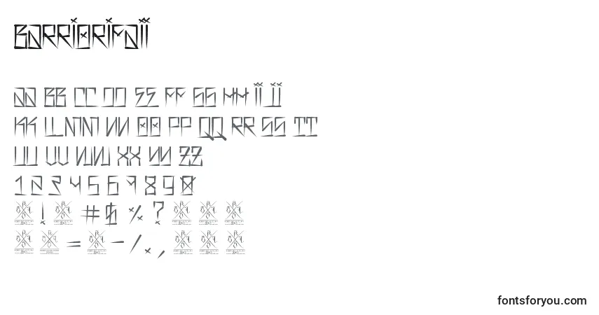A fonte BarrioRifaIi – alfabeto, números, caracteres especiais