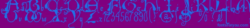 Xiparoslombard-Schriftart – Blaue Schriften auf violettem Hintergrund