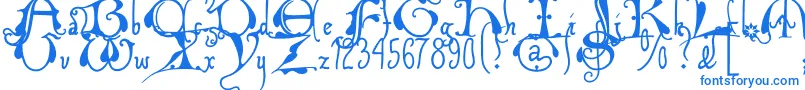 Xiparoslombard-Schriftart – Blaue Schriften auf weißem Hintergrund