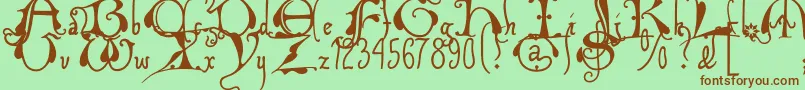 Xiparoslombard-fontti – ruskeat fontit vihreällä taustalla