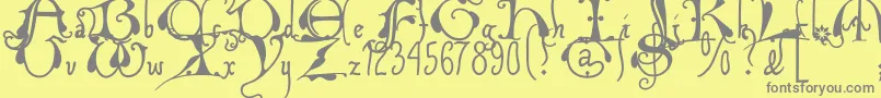 Xiparoslombard-fontti – harmaat kirjasimet keltaisella taustalla