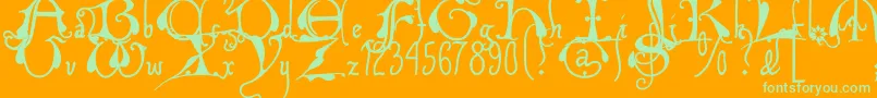 Xiparoslombard-Schriftart – Grüne Schriften auf orangefarbenem Hintergrund