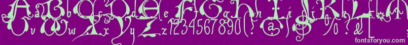Xiparoslombard-Schriftart – Grüne Schriften auf violettem Hintergrund