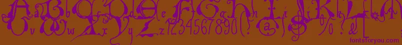フォントXiparoslombard – 紫色のフォント、茶色の背景