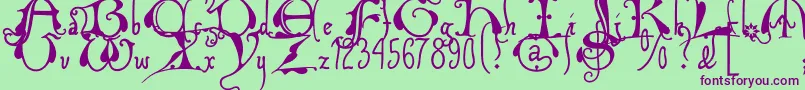 Xiparoslombard-Schriftart – Violette Schriften auf grünem Hintergrund