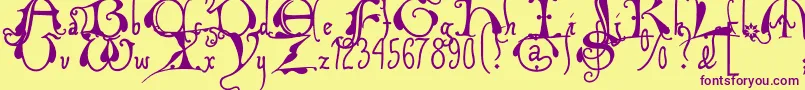 フォントXiparoslombard – 紫色のフォント、黄色の背景