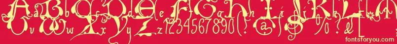 Xiparoslombard-Schriftart – Gelbe Schriften auf rotem Hintergrund