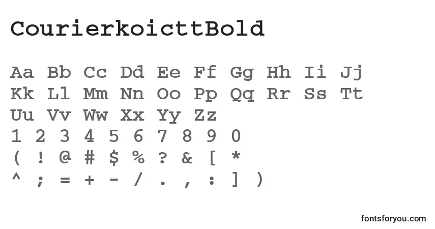 A fonte CourierkoicttBold – alfabeto, números, caracteres especiais