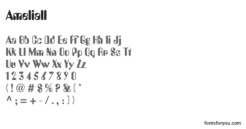 A fonte Ameliall – alfabeto, números, caracteres especiais