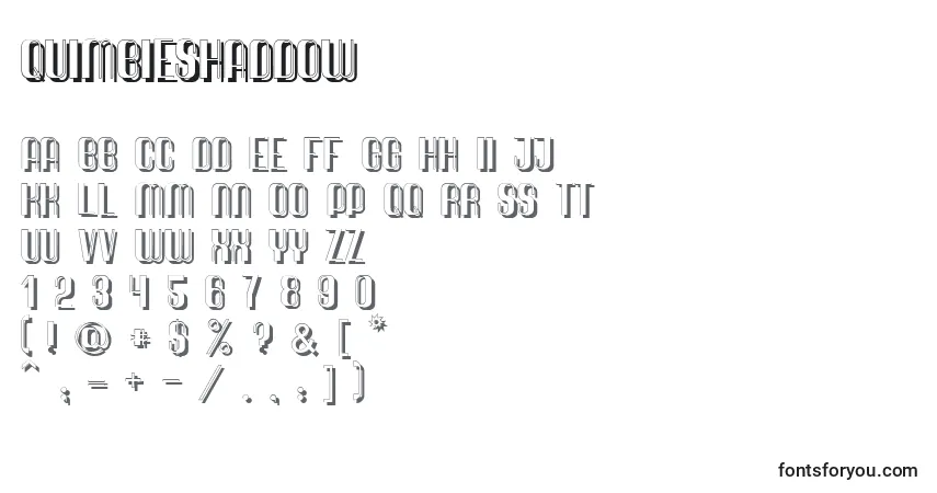 Schriftart QuimbieShaddow – Alphabet, Zahlen, spezielle Symbole