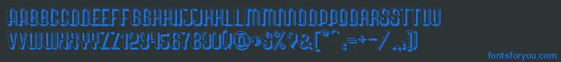 QuimbieShaddow-Schriftart – Blaue Schriften auf schwarzem Hintergrund