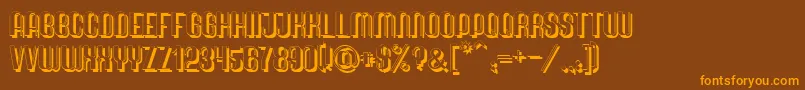 フォントQuimbieShaddow – オレンジ色の文字が茶色の背景にあります。
